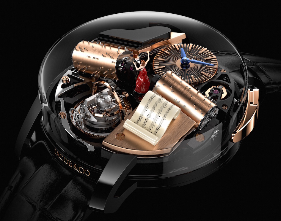 Opera by Jacob & Co. offers a music box on the wrist. 