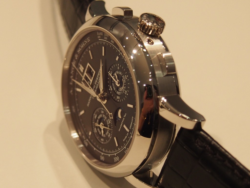 The watch is just over 14mm thick and boasts a tourbillon, chronograph and perpetual calendar accurate to 2100. 