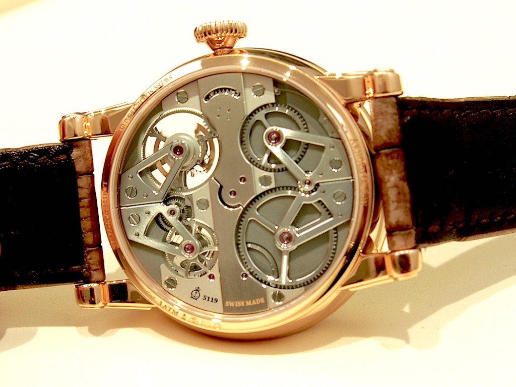 Even the reverse side of the Arnold & Son Constant Force Tourbillon offers a rich horological adventure