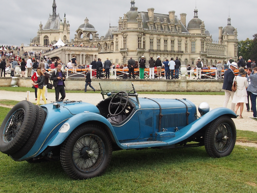 The chateau serves as the backdrop for the stunning vintage and concept cars on exhibit.