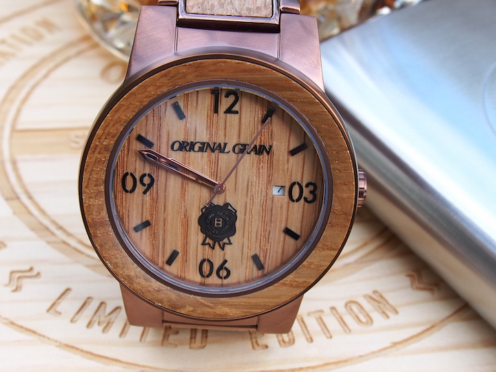 Original Grain Jim Beam Limited Edition American Oak Bourbon Barrel reclaimed wood watch. 