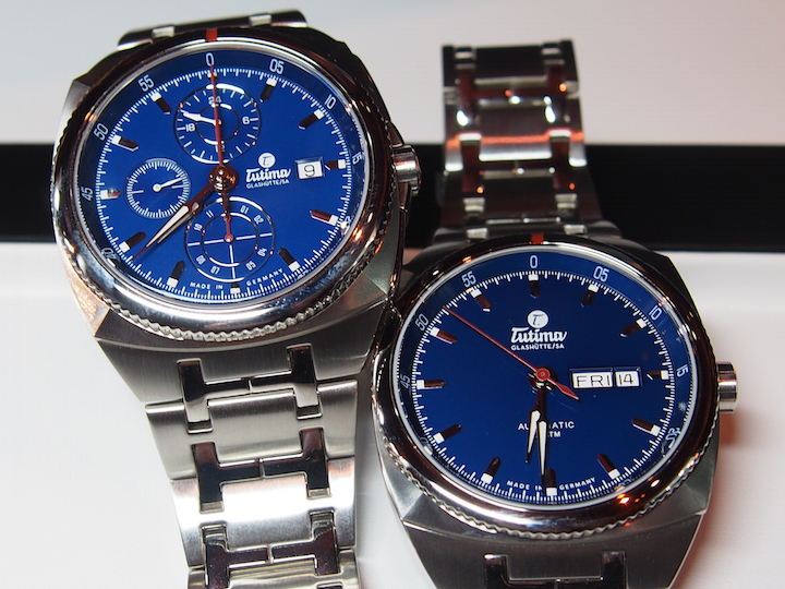 Tutima Saxon One Chronograph and Saxon One Automatic with alluring blue dials. 