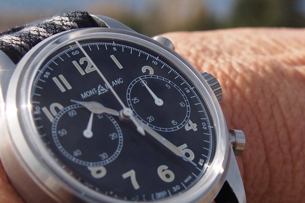 OLYMPUS DIGITAL CAMERA Montblanc 1858 Automatic Chronograph on location in Jackson Hole, Wyoming (Photo: R. Naas)