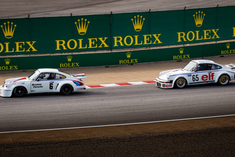 PRACTICE – GROUP 3A – 1973-1981 FIA, IMSA, GT, GTX, AAGT, GTU – NO. 6 1975 PORSCHE 911 RSR 3.0 AND NO. 65 1976 PORSCHE 934 Rolex Monterey Motorsports Reunion