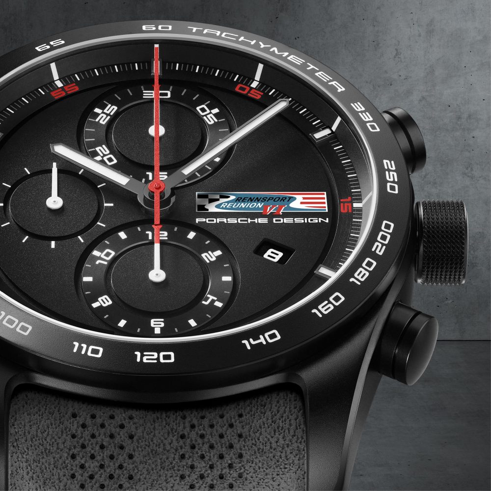 Porsche Design Chronotimer Rennsport Reunion VI Limited Edition watch is a chronograph with tachymeter bezel. 