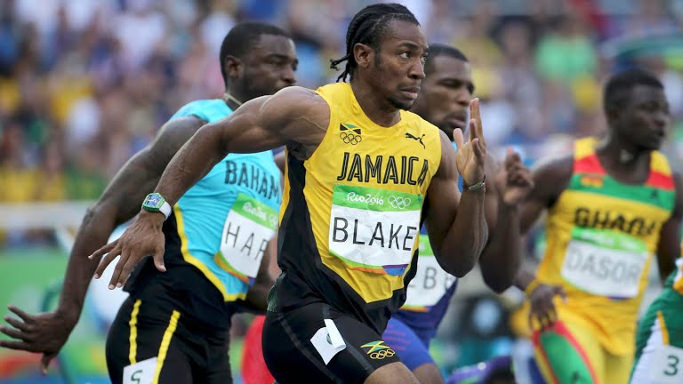 Yohan Blake at Rio 2016 during the 4X100, for which he took home the Gold. He ran wearing a Richard Mille watch.