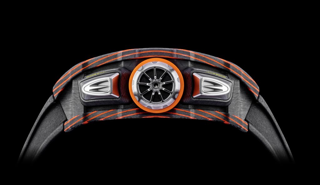 Richard Mille RM 11-03 McLaren Flyback Chronograph case side. 