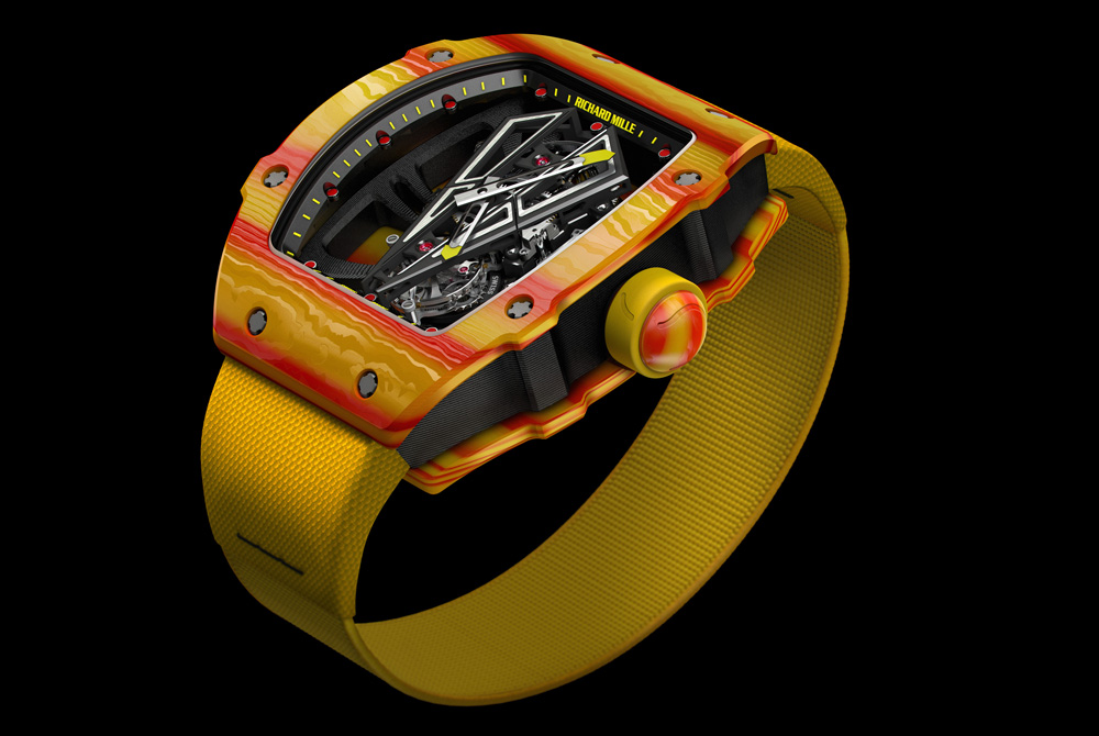 The new Richard Mille RM27-03 Rafael Nadal Tourbillon is made with high-tech materials and is super light in weight. 