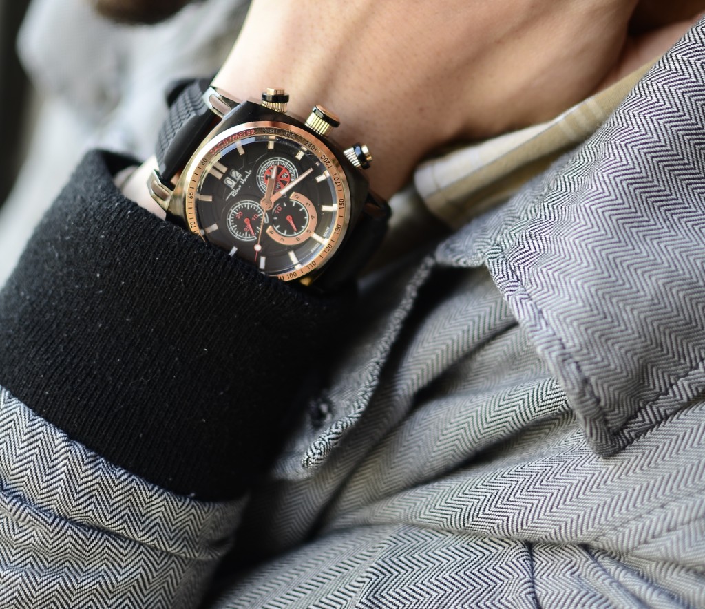 The Racer Chronograph is a 44mm timepiece with colorful accents 