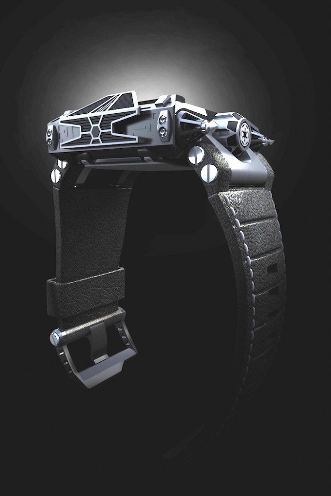 The Star Wars by Devon watch has a host of design elements recalling Darth Vader and the original TIE Fighters (Note: this image  is not the final design, minor aesthetic changes are in the works.)