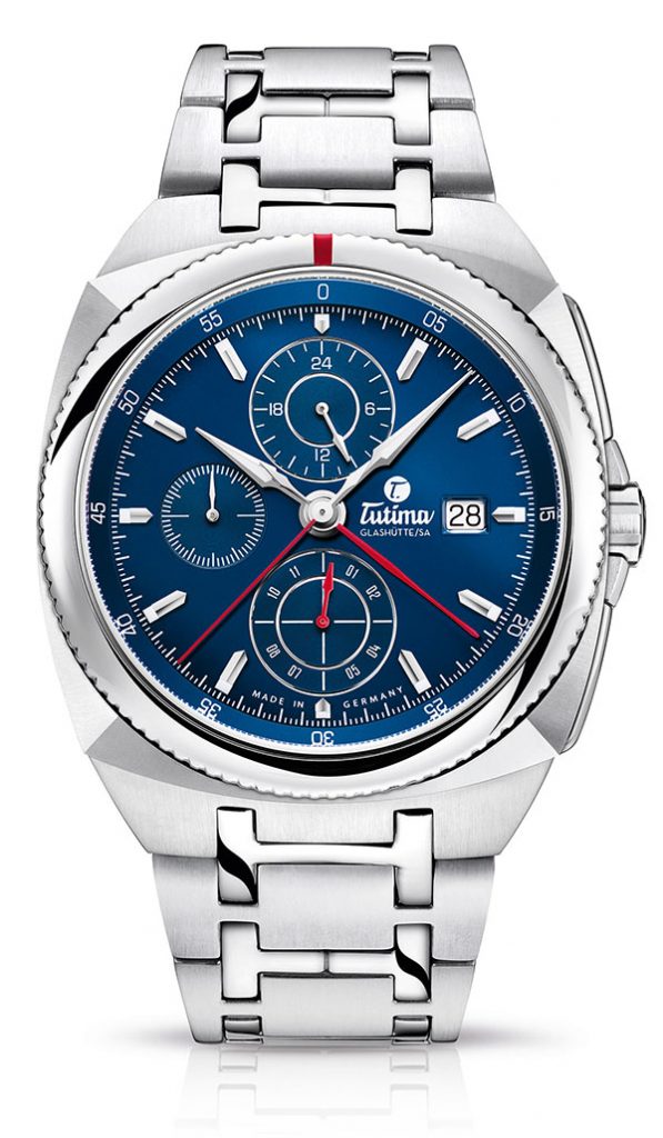 Tutima Saxon One Chronograph Royal Blue with center minutes hand. 