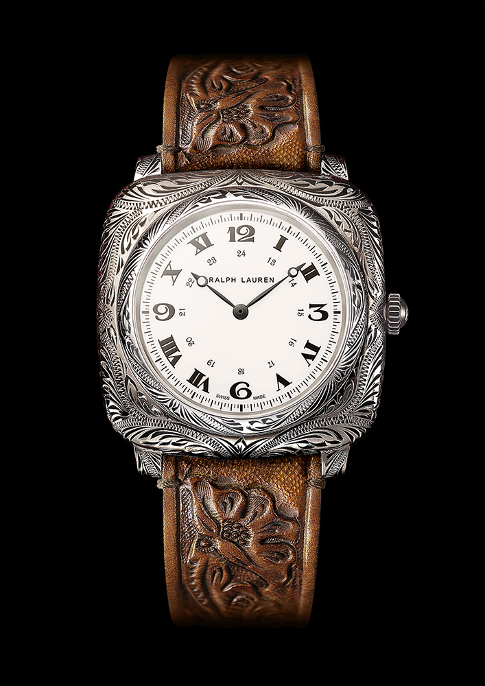Ralph Lauren American Western Collection Cushion watch in sterling silver. 