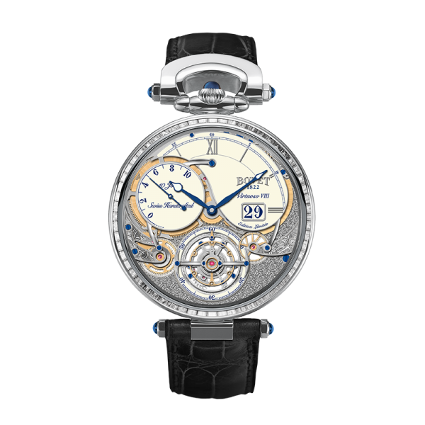 Bovet Virtuoso VIII is offered in 39 pieces in rose gold and 39 in white gold, platinum on request. 