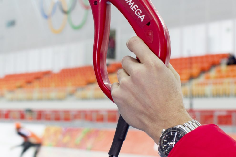 Timekeeping image_speed skating_11 Omega technology ensures precision timing at the Winter Olympics.