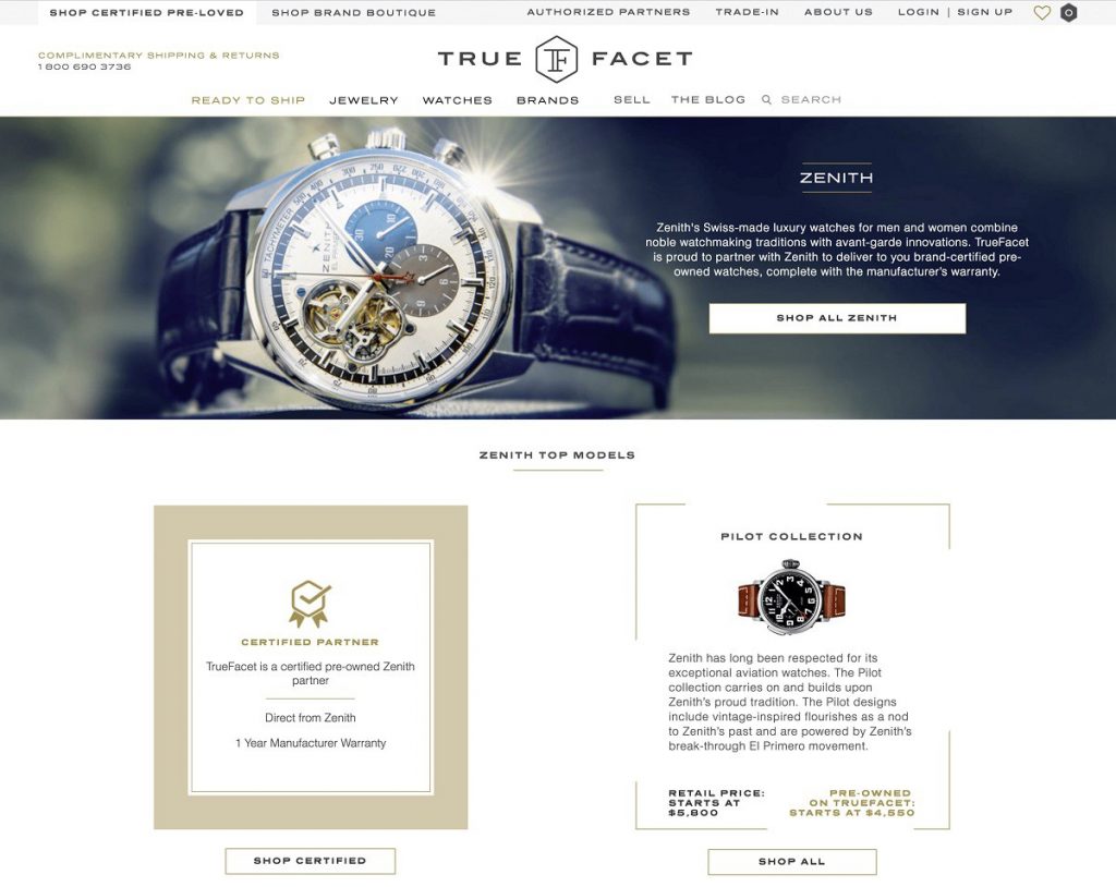 TrueFacet.com announces Brand Certified Pre-Owned division. 