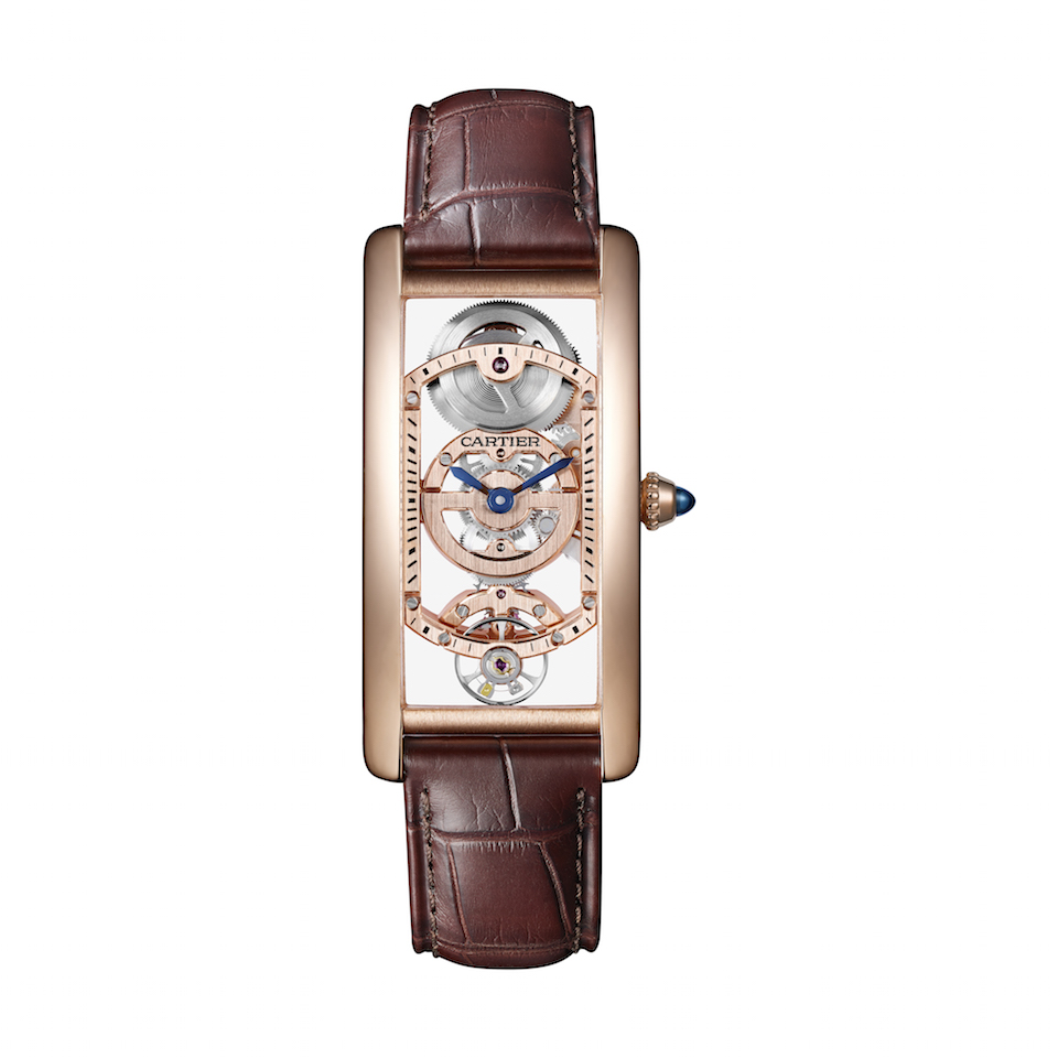 The new Cartier Tank Cintree Skeleton watch Tank Cintrée squelette, in rose gold with mechanical movement with manual winding - 9917 MC. Limited edition of pieces. 