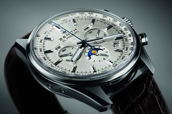 A close up look at the silvered dial of the new Zenith El Primero 410
