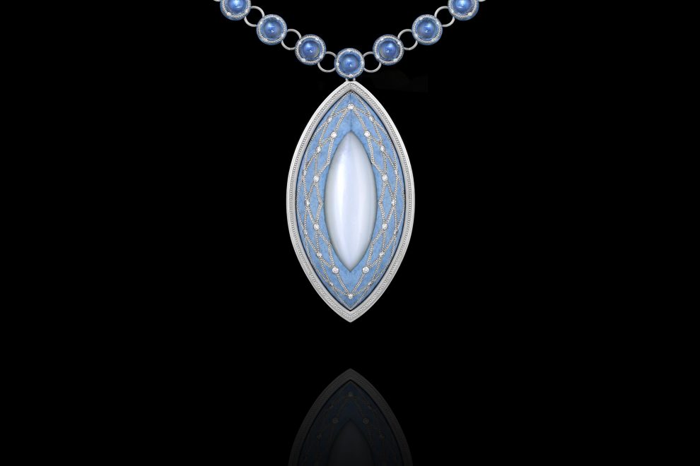 Zoltan David Iris close The value of the Zoltan Davis Iris Pendant is about $56,000.