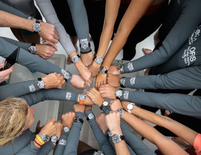 It was all hands in -- complete with Oris watches -- on deck. 