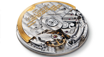In an automatic movement, such as this caliber from Audemars Piguet, the moveemnt of the wearer's wrist automatically   winds the rotor and stores the power. 