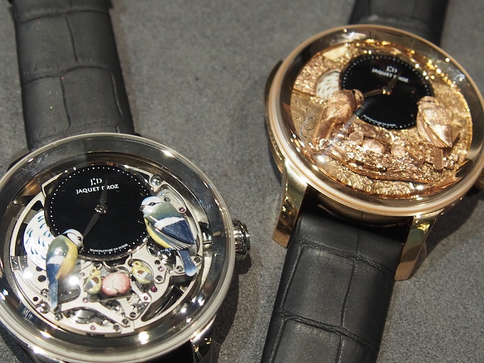 Two previous versions of the Jaquet Droz Bird Repeater watches