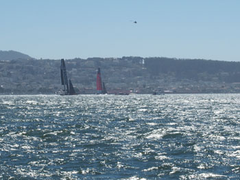 Oracle Team USA and Emirates Team New Zealand faced off today for the first 2 races of the America's Cup. 