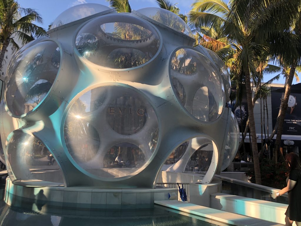 Buckminster Fuller Fly’s Eye Dome in Palm Court, Miami Design District