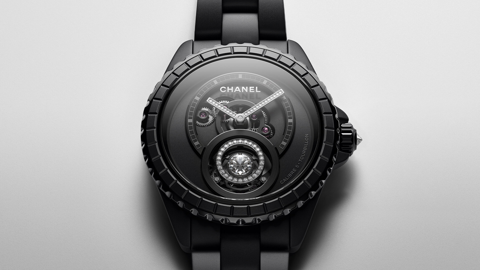 Chanel J12 Diamond Tourbillon Watch, Caliber 5