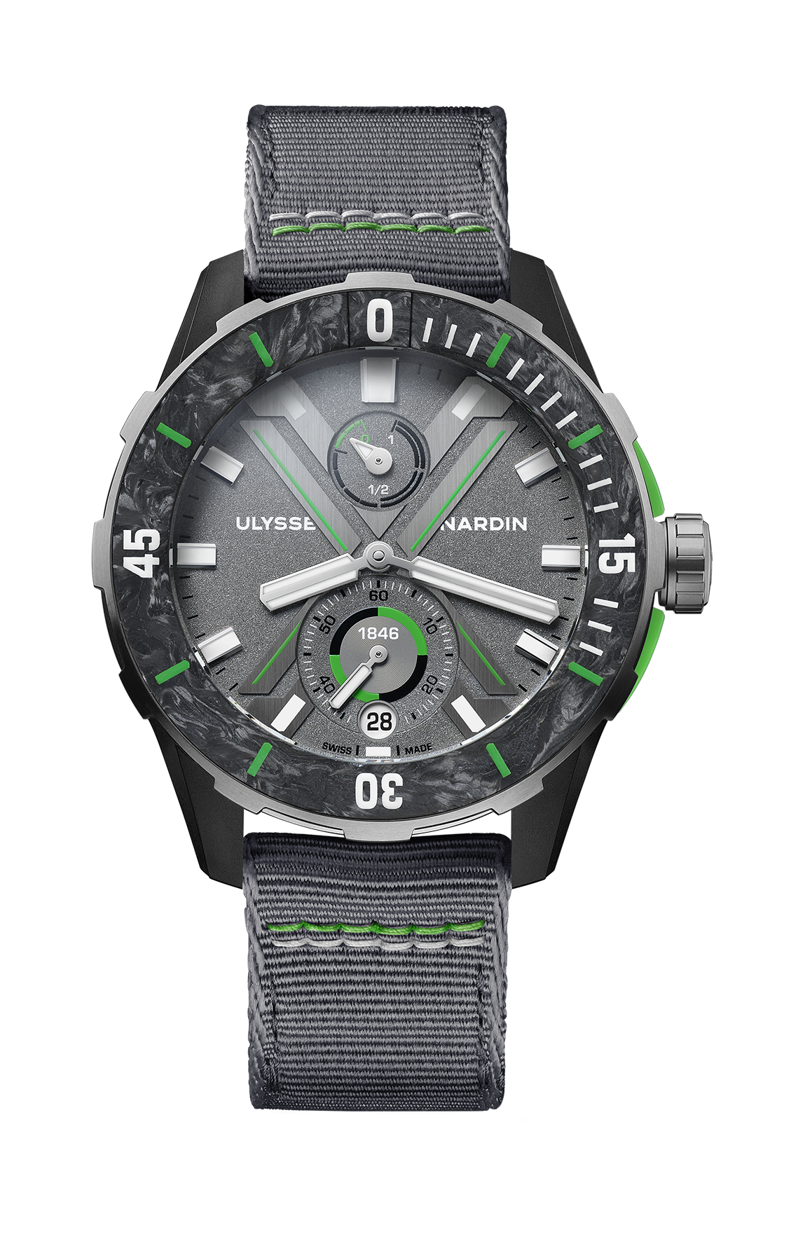 Ulysse Nardin Diver Ocean Race watch made using upcycled fishing nets found in the ocean. 