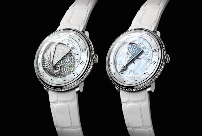 Faberge Lady Compliquee Winter and Peacock watches 