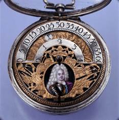Paul Lullin, pocket watch with wondering hours indication, silver, brass and enamel, case signed AH, London, beginning of the 18th century © Musée international d’horlogerie (MIH)