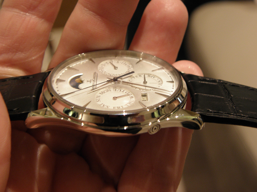 Complete with case, the MasterUltra-Thin Perpetual Calendar measures just over a third of an inch in height. 
