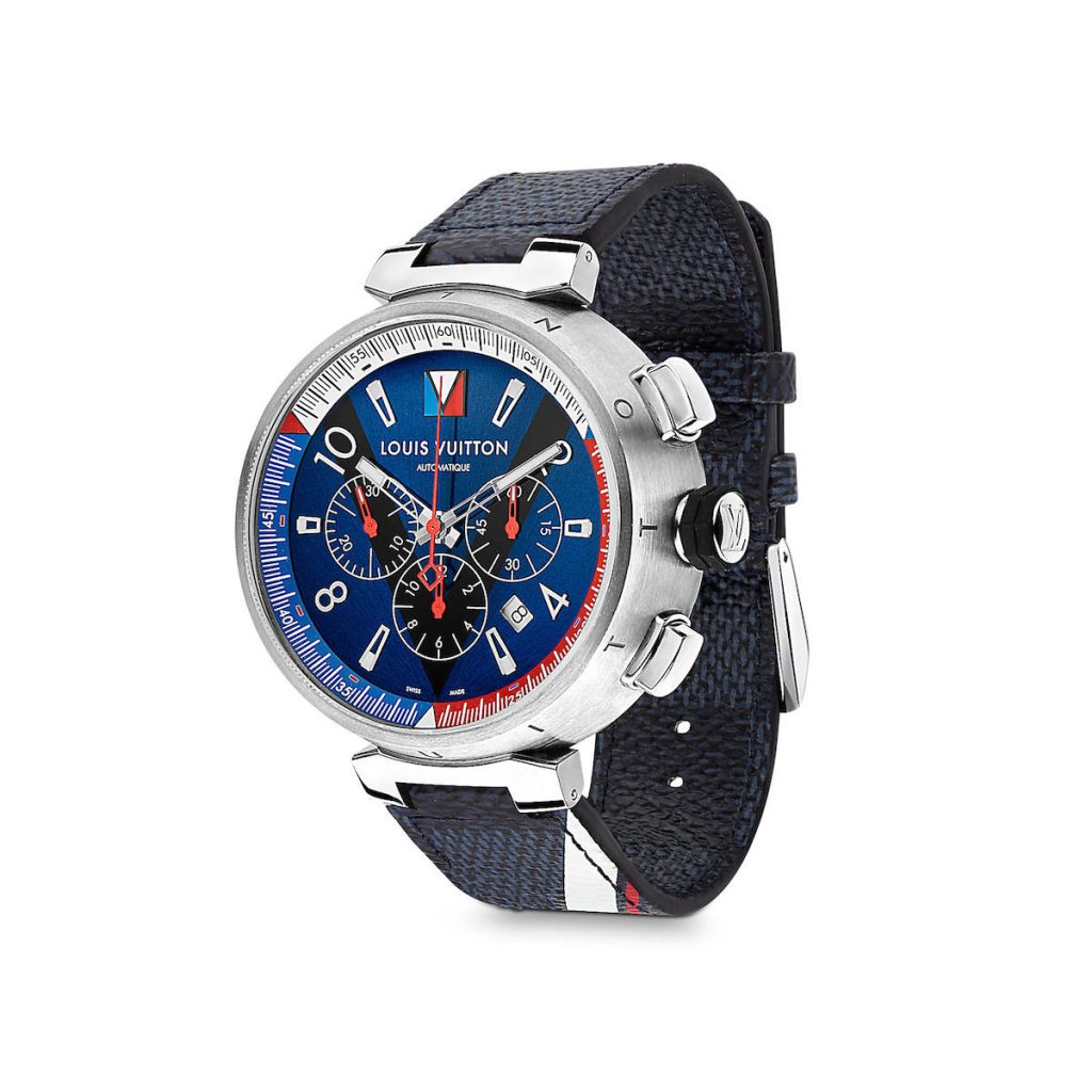 Louis Vuitton Tambour Navy Chronograph is part of the brand's America's Cup Collection. 