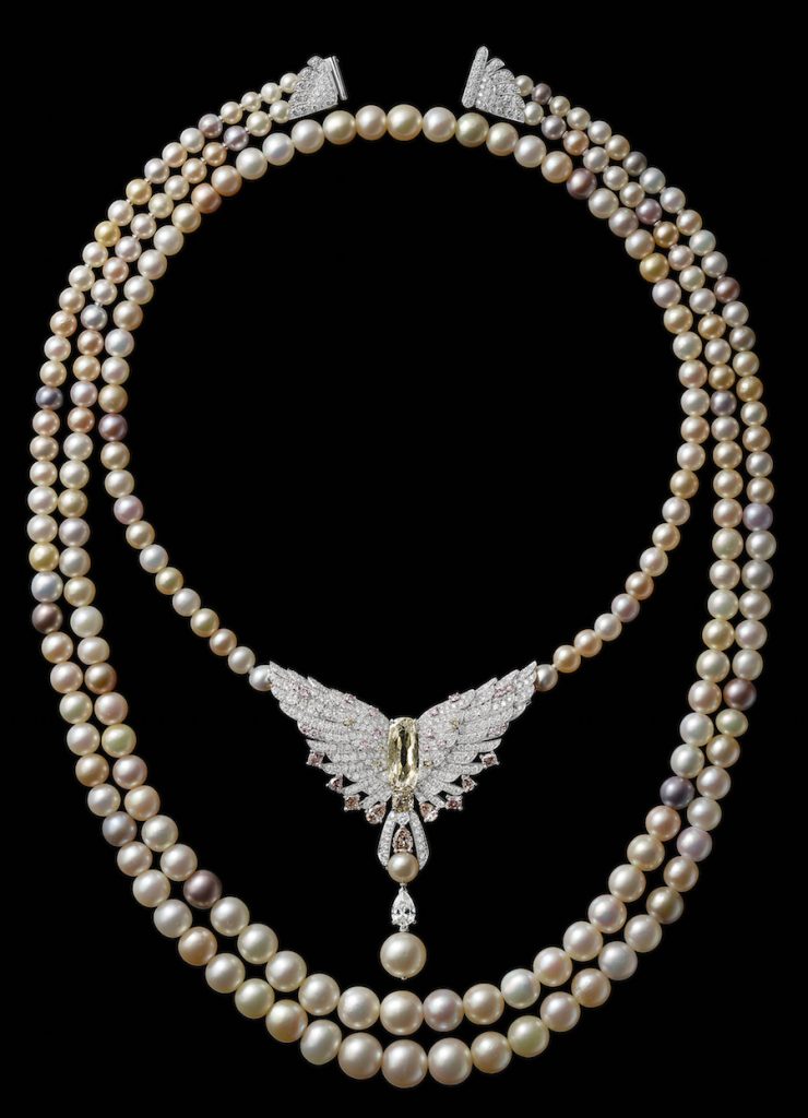 This stunning pearl necklace is created in honor of the re-opening of the Cartier Mansion and recalls the famed necklace that Cartier traded for the Plant Mansion.