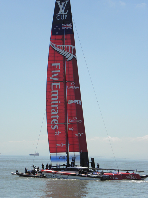 Emirates Team New Zealand in the San Francisco Bay. (photo credit: R. Naas)