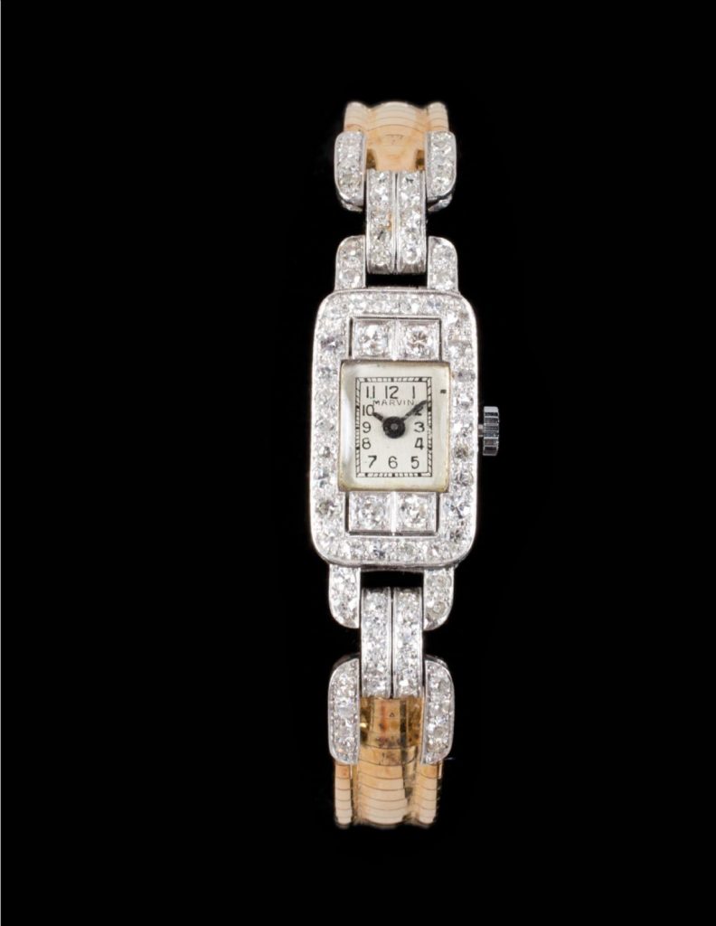 A diamond watch owned by Marilyn Monroe, with movement by Marvin, is also up for sale. 