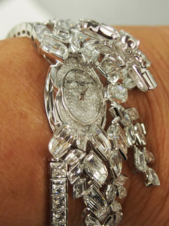 The Vacheron Constantin new Lady Kalla secret watch features dangles of diamonds that flow with each move of the wrist. 