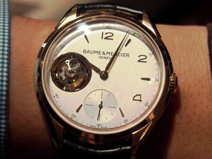The stunning new Clifton 1892 Tourbillon from Baume & Mercier, on a gent's wrist.