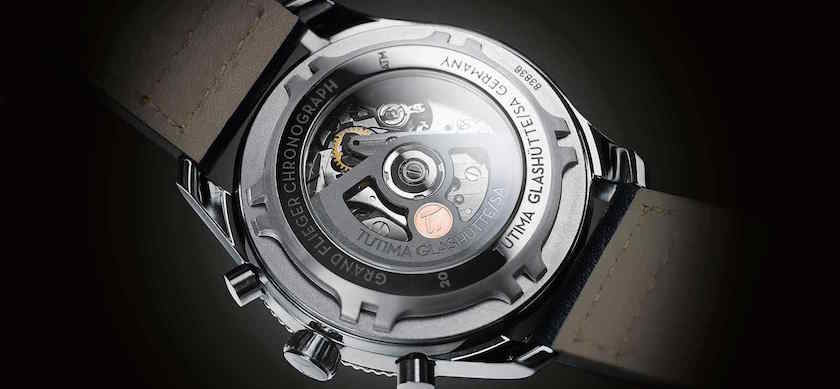 The watch features a transparent casebook for viewing the in-house-made movement