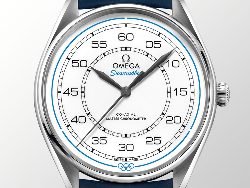 Each watch in the Omega Seamaster Olympic Games Limited Edition boxed set of watches features a white dial 